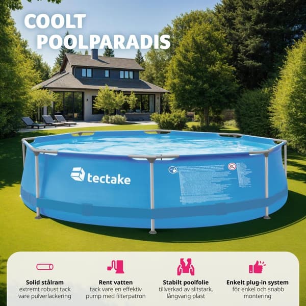 Pool rund med filterpump Ø 300 x 76 cm - blå