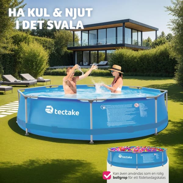 Pool rund med filterpump Ø 300 x 76 cm - blå