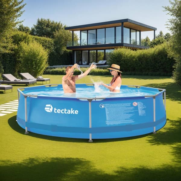 Pool rund med filterpump Ø 300 x 76 cm - blå