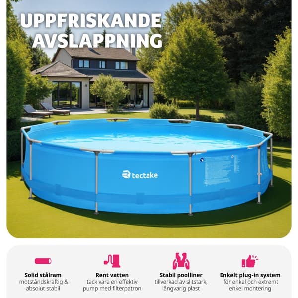 Pool rund med filterpump Ø 360 x 76 cm - blå