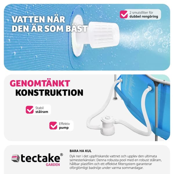 Pool rund med filterpump Ø 360 x 76 cm - blå