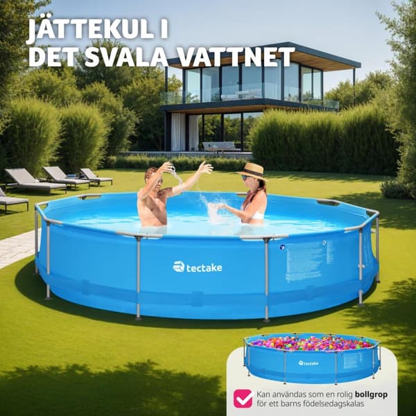 Pool rund med filterpump Ø 360 x 76 cm - blå