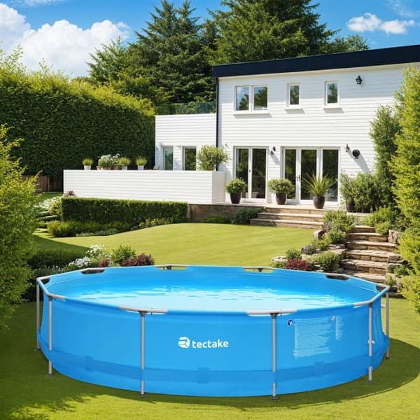 Pool rund med filterpump Ø 360 x 76 cm - blå