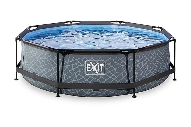 Exit Basseng 300x76 cm Rund 12V Steinmonster Blå/Grå