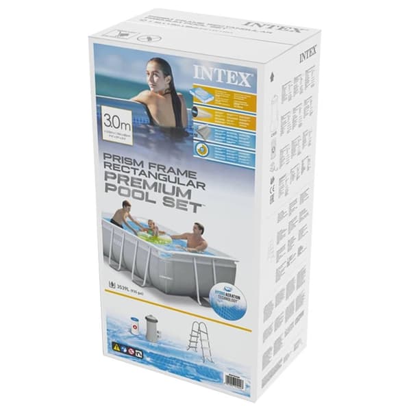 INTEX swimmingpoolsæt Prism Frame rektangulær 300 x 175 x 80 cm