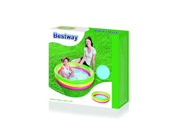 Bestway 51104, Oppblåsbart basseng, 211 l, Rund, 2 år, Vinyl, Blå, Grønn, Rosa, Gult