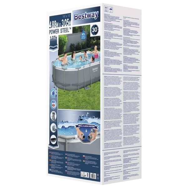 Bestway Pool Power Steel med tillbehör oval 488x305x107 cm