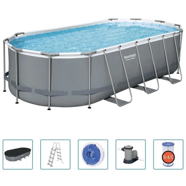 Bestway Ovanmarkspool Power Steel oval 549x274x122 cm
