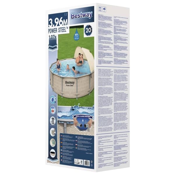 Bestway Power Steel swimmingpoolsæt med baldakin 396x107 cm