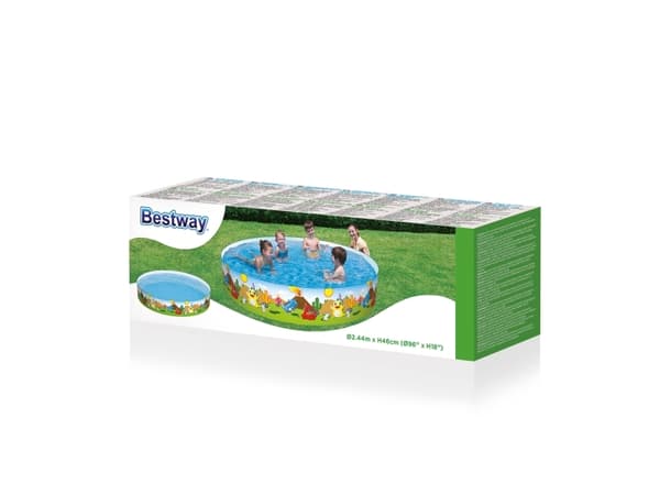 Bestway 55001, Innrammet basseng, 1612 l, Rund, 3 år, PVC, Vinyl, Flerfarget