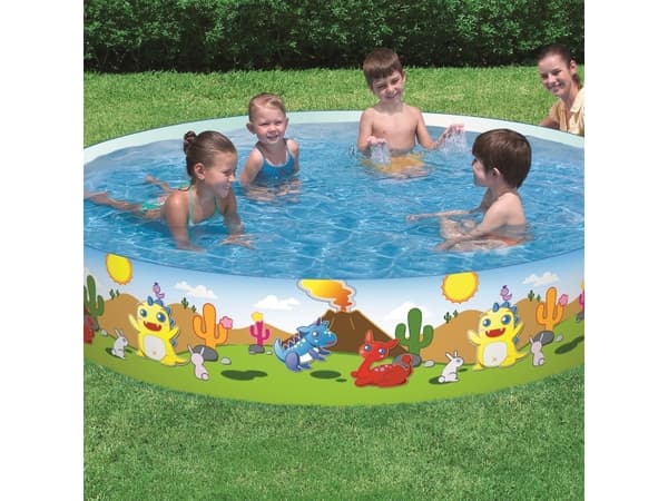 Bestway 55001, Innrammet basseng, 1612 l, Rund, 3 år, PVC, Vinyl, Flerfarget