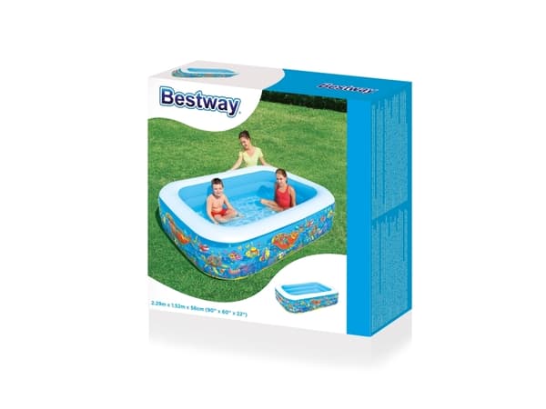 Bestway 54120, Oppblåsbart basseng, 702 l, Rektangulær, 6 år, Vinyl, Flerfarget