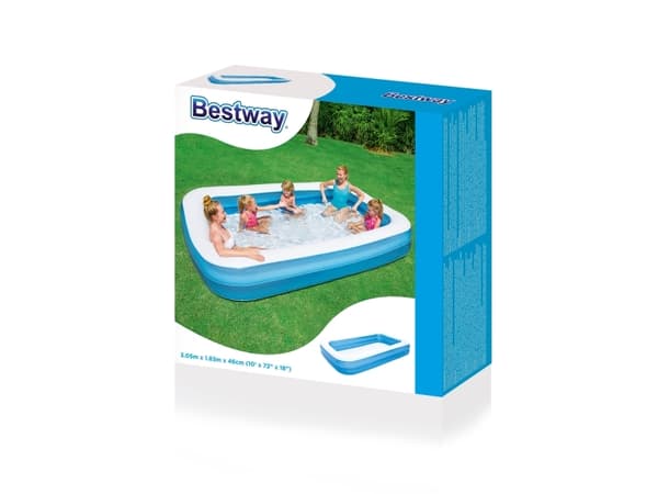 Bestway 54150, Oppblåsbart basseng, 850 l, Rektangulær, Vinyl, Blå, Hvit