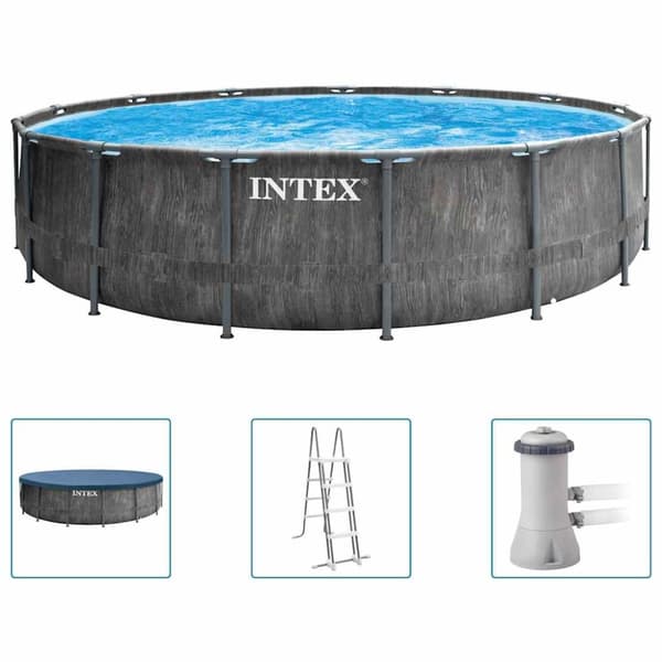 INTEX Greywood Prism Frame Premium poolsæt 457x122 cm