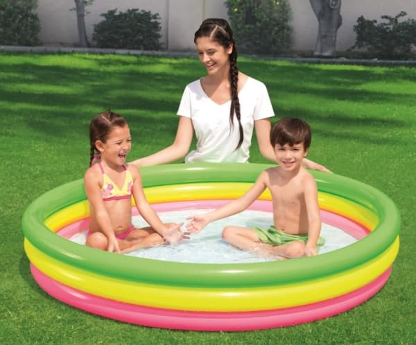 Bestway Round Barnebasseng - Grønn, Gul, Rosa - 152x30 cm 211 L