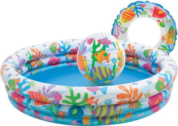 BASSENG INTEX MED BALL OG BADERING SETT 132X28 CM 204 L 2+