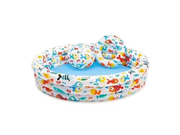 BASSENG INTEX MED BALL OG BADERING SETT 132X28 CM 204 L 2+