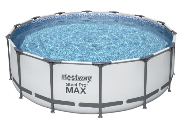 Bestway 5612X, 15232 l, Pool med ram, Vuxen och barn, Stege, Grå, Vit, 54 kg, Diameter 427 cm, Höjd 122 cm