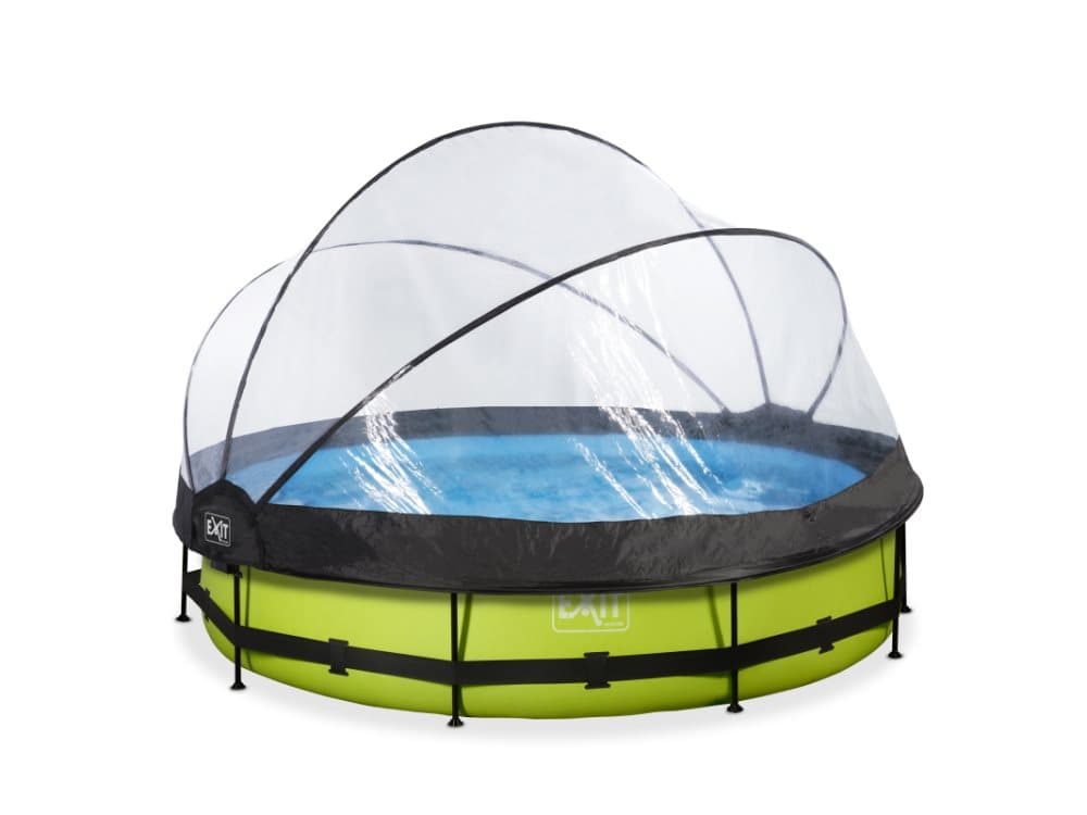 EXIT Lime pool ø360x76cm with dome and filter pump green Innrammet