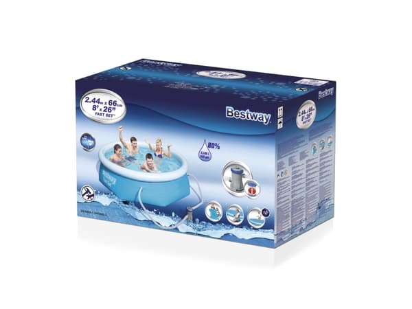 Bestway Fast Set 57268, 2300 l, Uppblåsbar pool, Blå, 8,55 kg