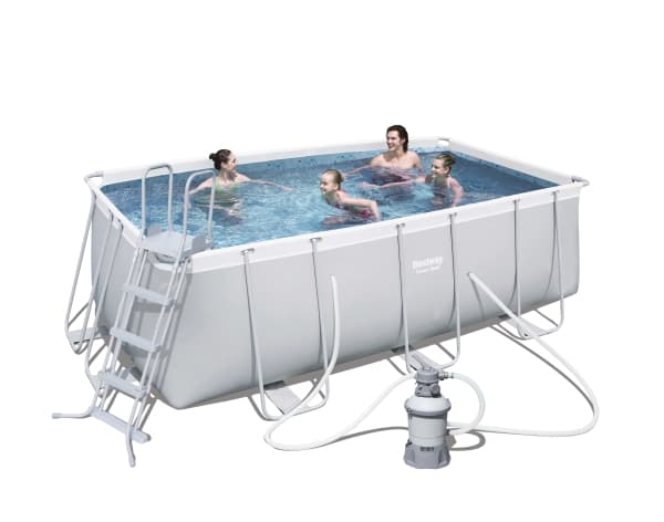 Bestway Power Steel 56457, 8124 L, Kehikollinen uima-allas, Tikkaat, Sininen, Harmaa, 80,5 kg