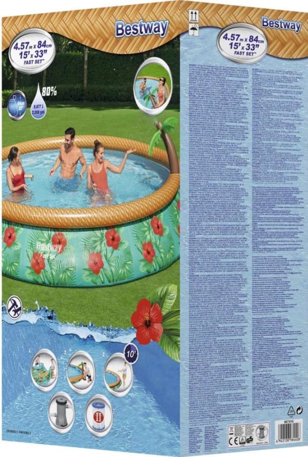 Bestway Expansion Pool Fast Set with palm tree and filter pump 4.57x0.84m (57416)