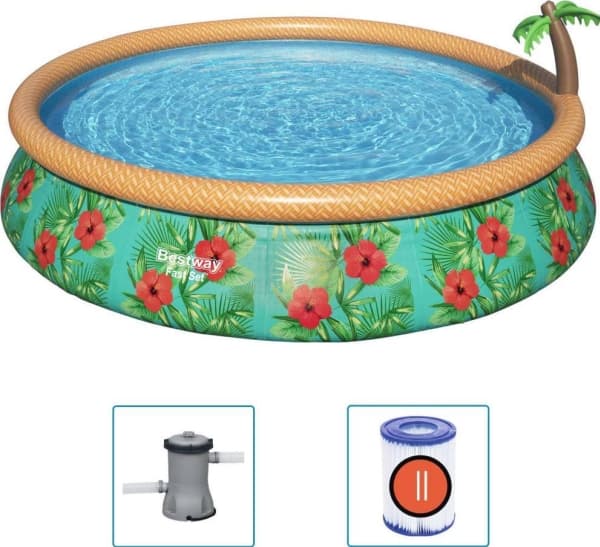Bestway Expansion Pool Fast Set with palm tree and filter pump 4.57x0.84m (57416)