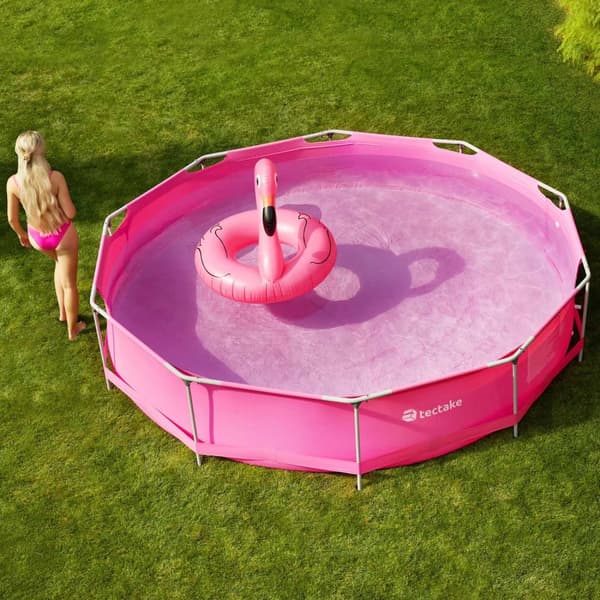 Badebassin rund med pumpe Ø 360 x 76 cm - pink