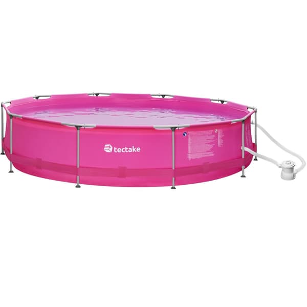 Badebassin rund med pumpe Ø 360 x 76 cm - pink