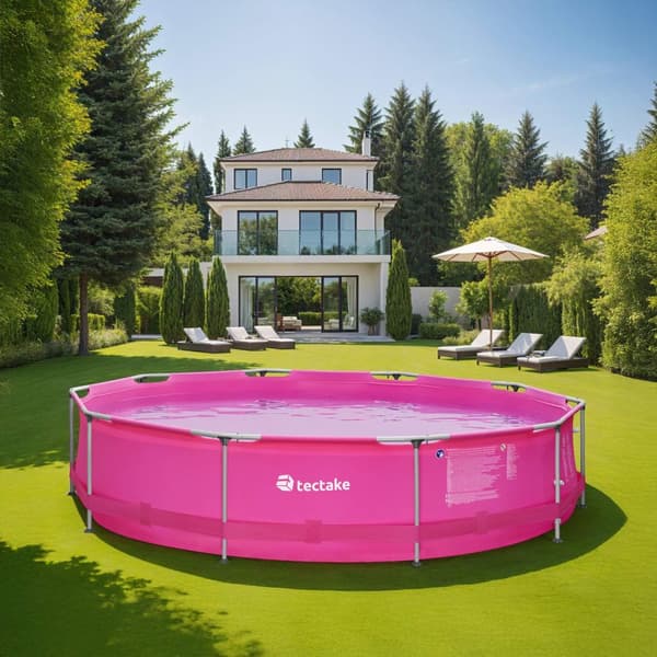 Badebassin rund med pumpe Ø 360 x 76 cm - pink