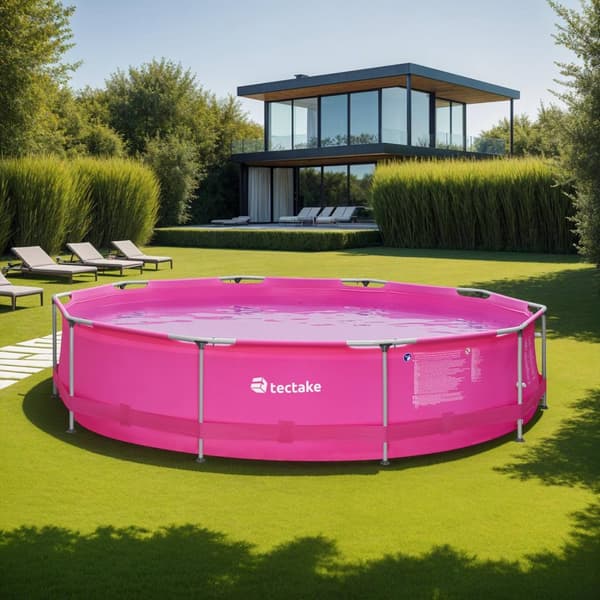 Badebassin rund med pumpe Ø 360 x 76 cm - pink