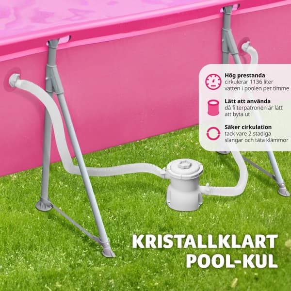 Pool fyrkantig 300 x 207 x 70 cm - pink