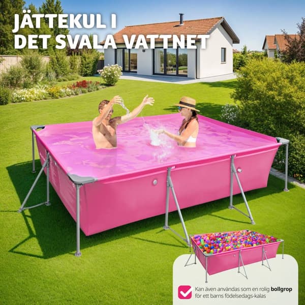 Pool fyrkantig 300 x 207 x 70 cm - pink