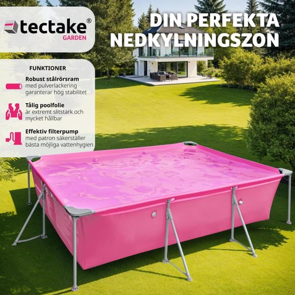 Pool fyrkantig 300 x 207 x 70 cm - pink