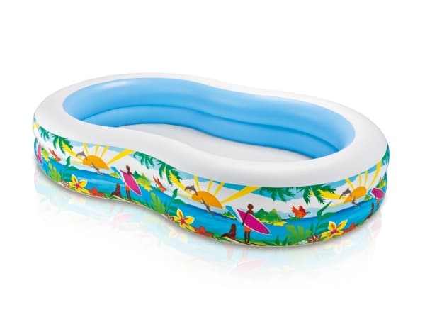 Intex 56490, Oppblåsbart basseng, 700 l, Oval, 3 år, Vinyl, Blå, Flerfarget
