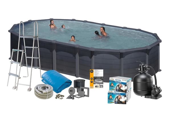 Pool Basic 132 730x375 cm, Svart grafit