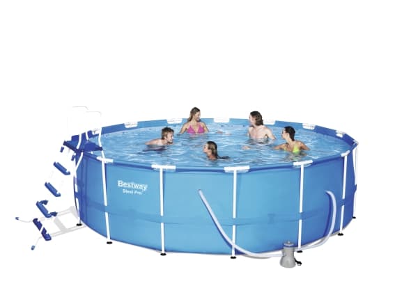 Bestway Steel Pro 56438, 16015 l, Innrammet basseng, Stige, Blå, 64,6 kg