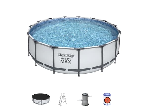 Bestway Steel Pro 56438, 16015 l, Innrammet basseng, Stige, Blå, 64,6 kg