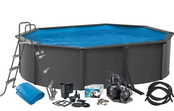 Basic Pool Oval 490 x 360 x 120 cm, Anthracite Grey 15.900 L