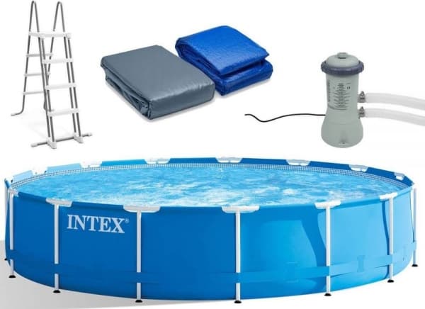 Intex 28242, 16805 l, Innrammet basseng, Voksen og barn, Stige, Blå, 70 kg