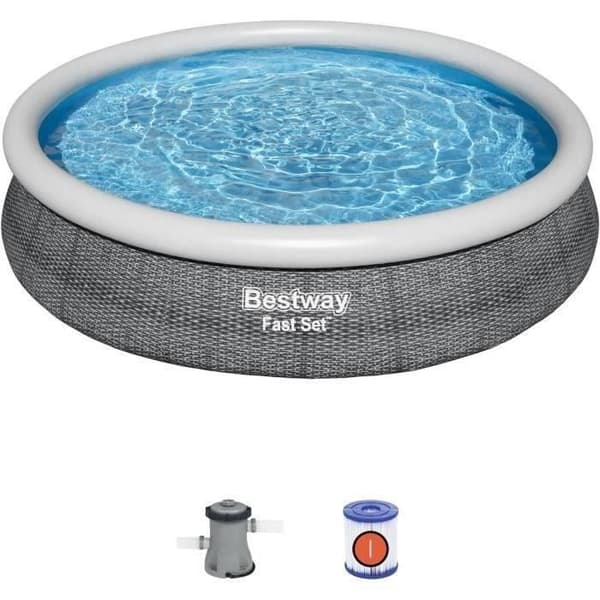 BESTWAY Fast Set ovanjordspool - Rund - 366 x 76 cm - Pump och filterpatron