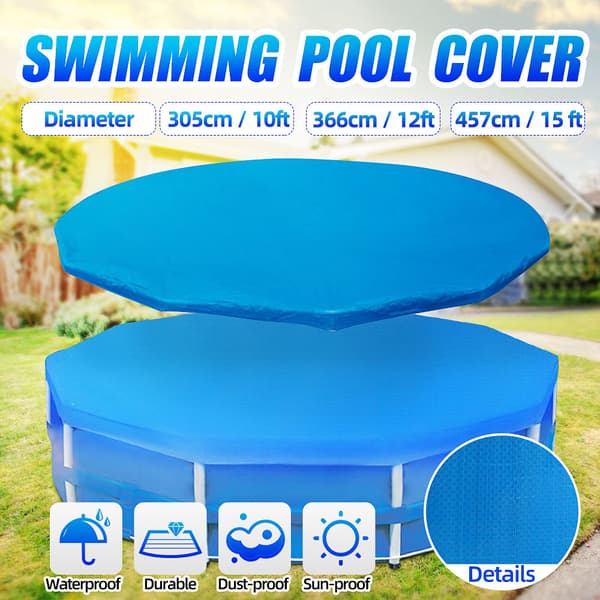 10ft/12ft/15ft Poolskydd PE Dammtät skyddsmatta för utomhusträdgård