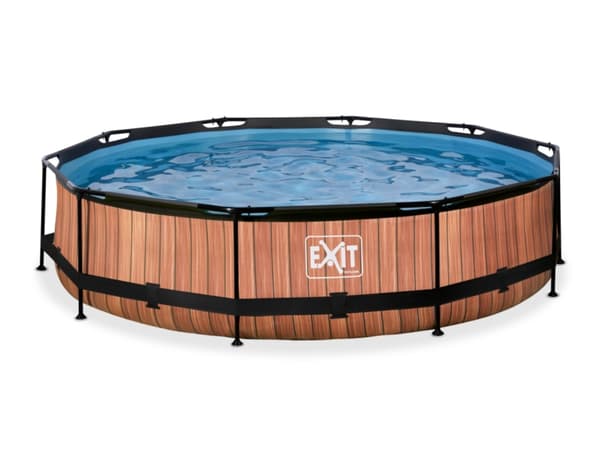 EXIT Wood pool ø360x76cm with filter pump - brown Innrammet basseng Rund 6125 l Brun