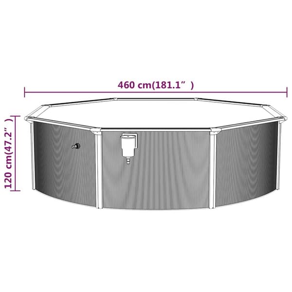 vidaXL swimmingpool med stålvæg 460x120 cm hvid