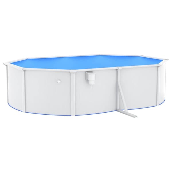 vidaXL Pool med stålväggar oval 490x360x120 cm vit