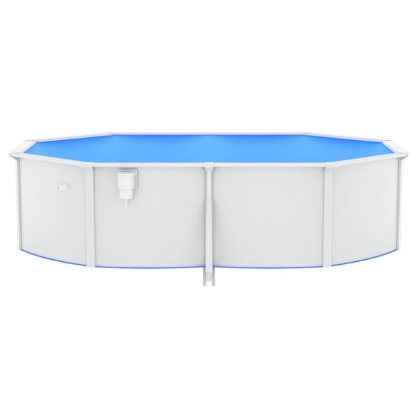 vidaXL Pool med stålväggar oval 490x360x120 cm vit