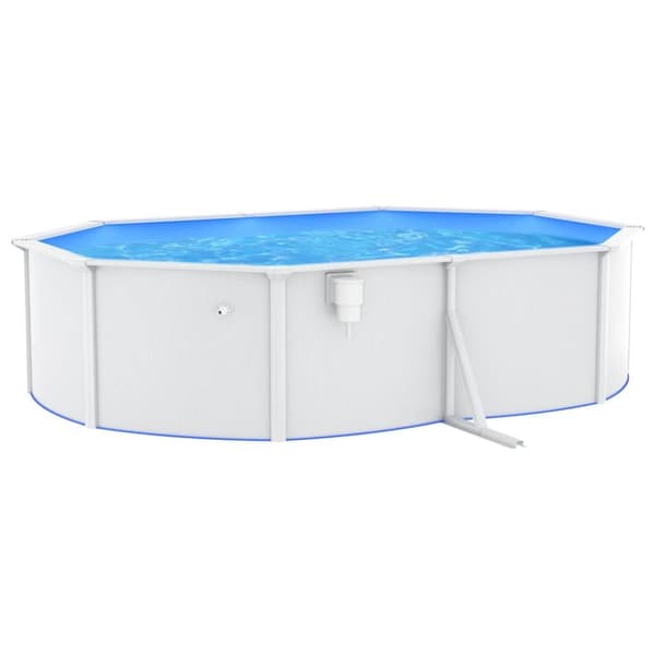 vidaXL Pool med stålväggar oval 490x360x120 cm vit