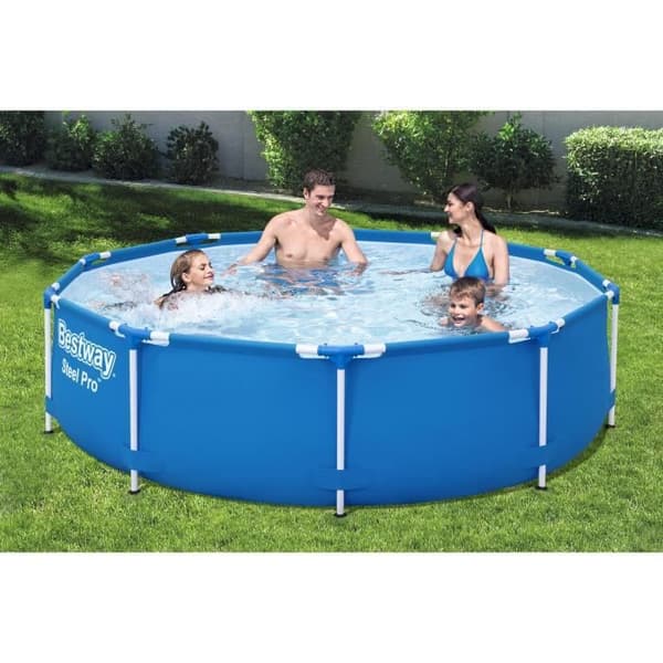 BESTWAY rörformad poolkit över marken - Steel Pro - 305 x 76 cm - Rund (Levereras med filtreringspump)