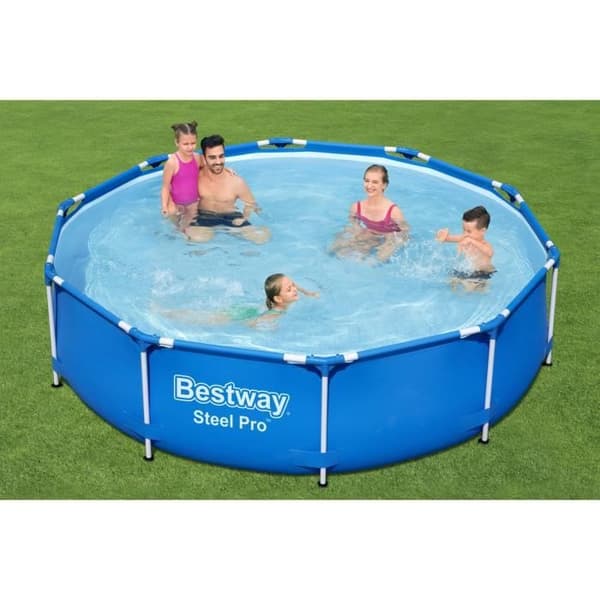 BESTWAY rörformad poolkit över marken - Steel Pro - 305 x 76 cm - Rund (Levereras med filtreringspump)