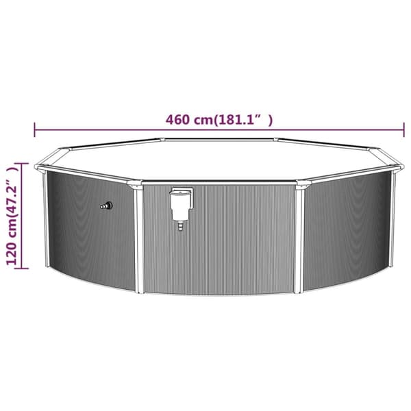 vidaXL swimmingpool med sandfilterpumpe 460x120 cm